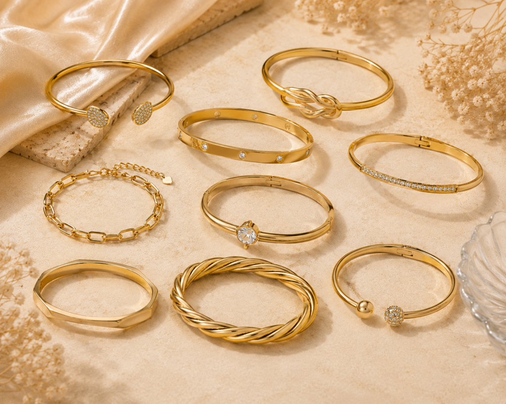 Anti-tarnish gold kada bracelets – SheIsMe