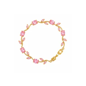 Gold Pink Tulip Bracelet