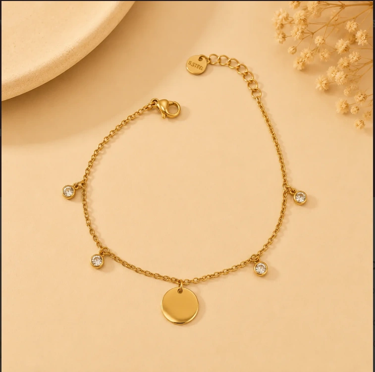 Gold Coin Charm Bracelet
