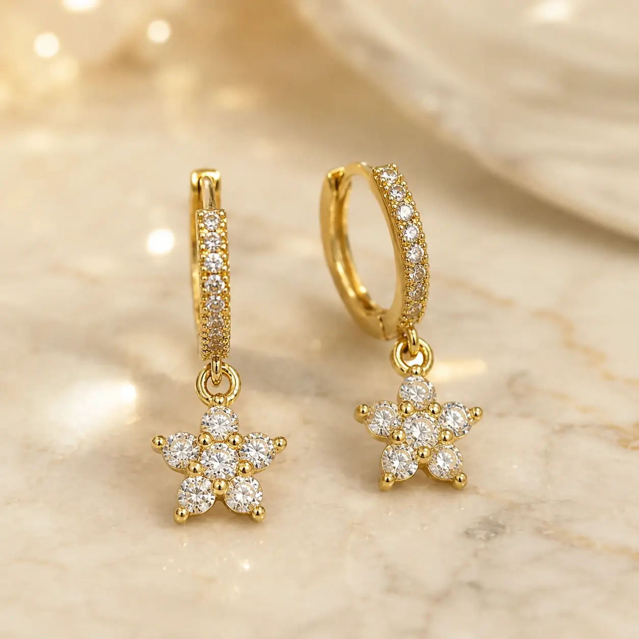 Fleur Crystal Hoops